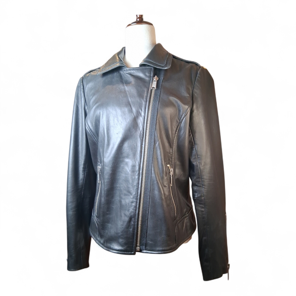 Halogen Black Leather Moto Jacket